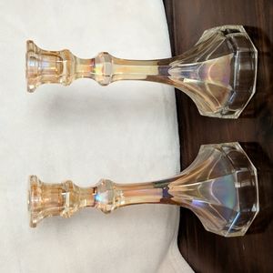 Antique Carnival Glass Candle Holders